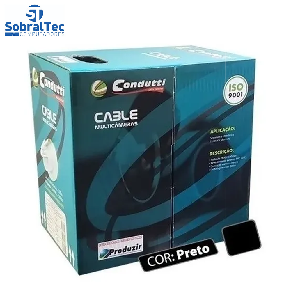 Caixa de Cabo de Rede Cat5 Condutti 4 Pares 24AWG Preto