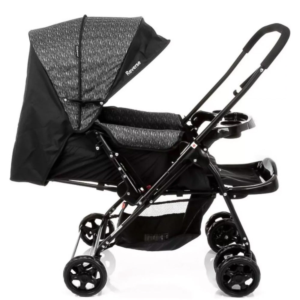 Conjunto Travel Carrinho Bebê Reclinável + bebê Conforto Preto Reverse-Cosco