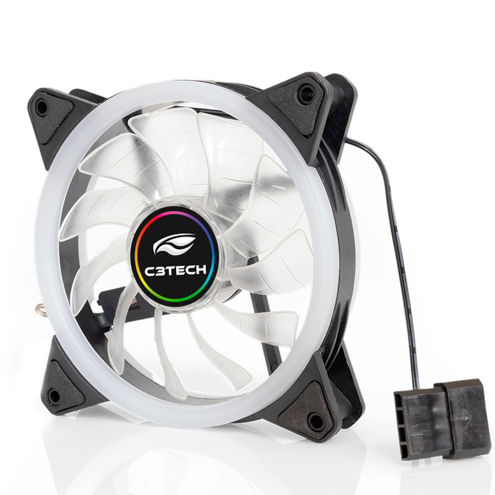 Cooler Fan Gamer, F11-L150M, 1.200 RPM, Multicores, 12cm, C3Tech Gaming, Preto