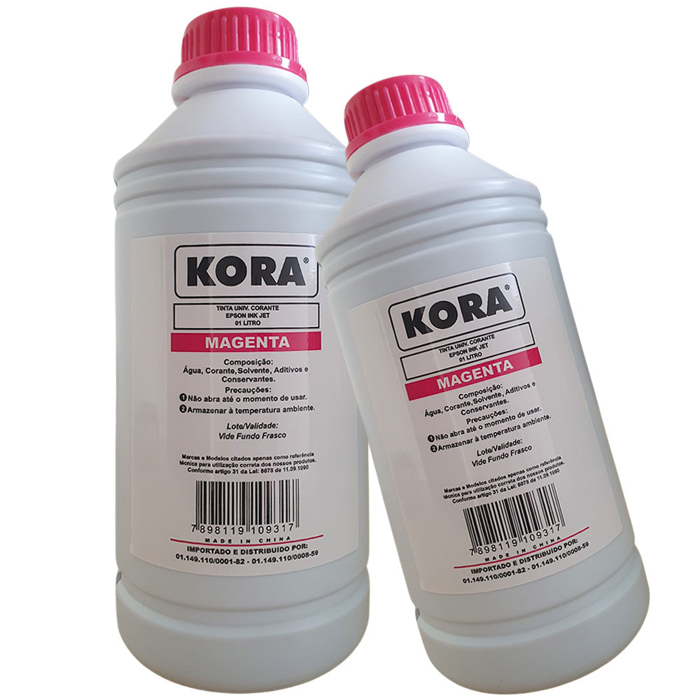 Litro de Tinta Kora Epson Universal Corante M Magento Compativel Com Epson L3150 L3250 L355 L365 L375 L395