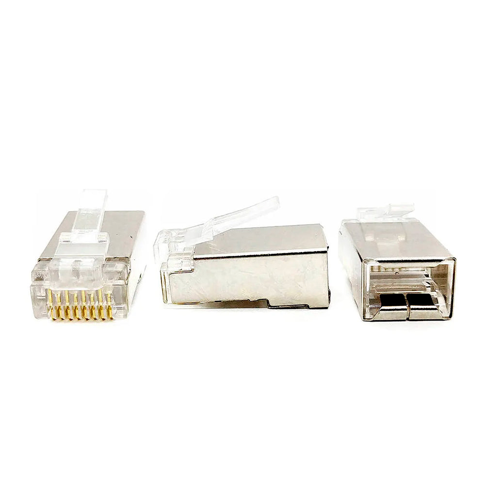 Conector RJ45 Cristal Blindado 8p8c CAT6e Exbom C6m100 Sup Gigabit 30m Pacote Com 100 pçs