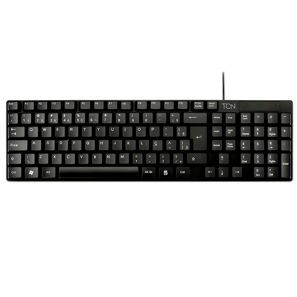 Teclado USB Slim, Plug and Play TCN, ABNT2, 105 Teclas, Cabo 1,7m, TCN950 - Preto