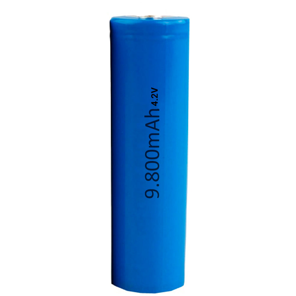 Bateria Li-ion, 9.800mAh, 4.2V, Sem Pino, Alta Capacidade, Azul, 18650