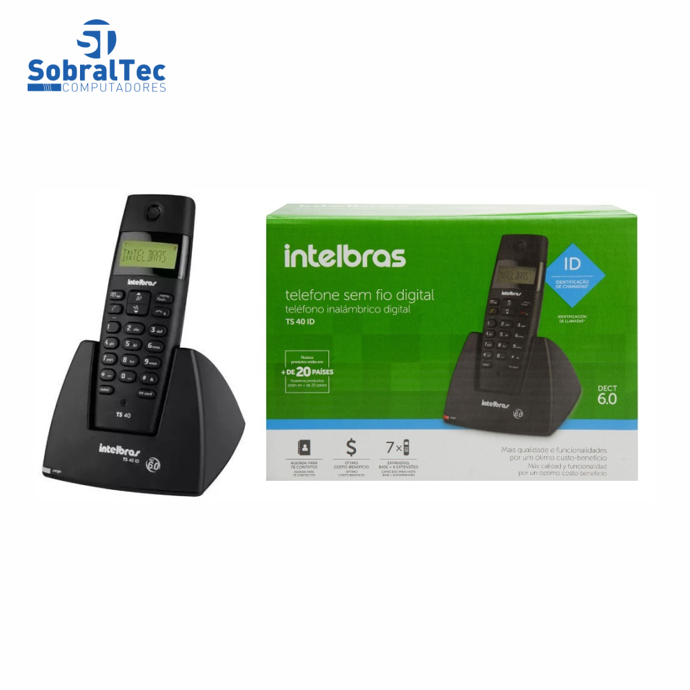 Telefone Sem Fio Com Dect e Identificador De Chamadas Intelbras TS40ID
