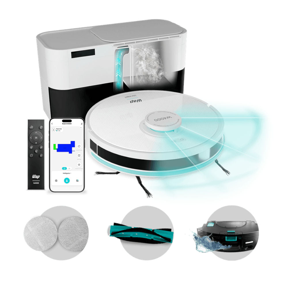 Robô Aspirador Wap Robot W4000  Estação Autolimpante, Mapeamento LDS 360°, Passa Pano com MOP Giratório 220V 60Hz