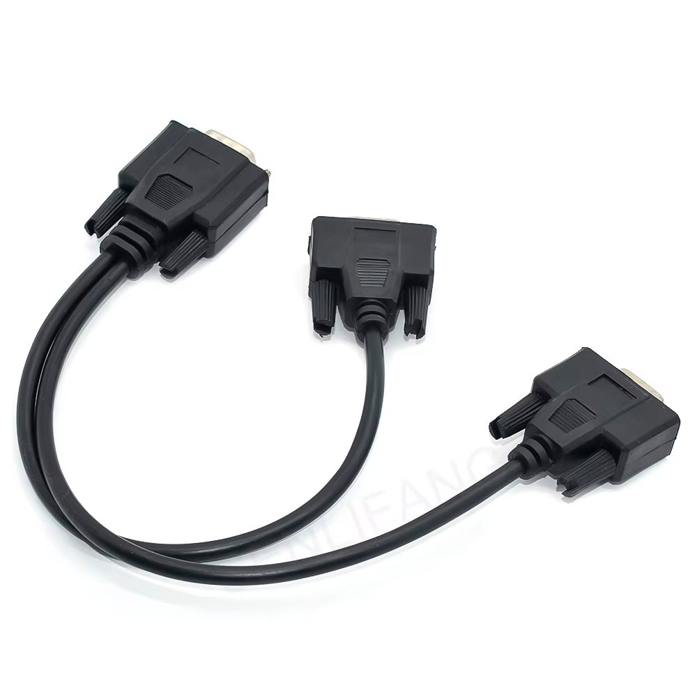 Cabo Serial 9 Pinos, 1 Macho x 2 Femeas, 30 Centímetros, RS323 DB9 - Preto