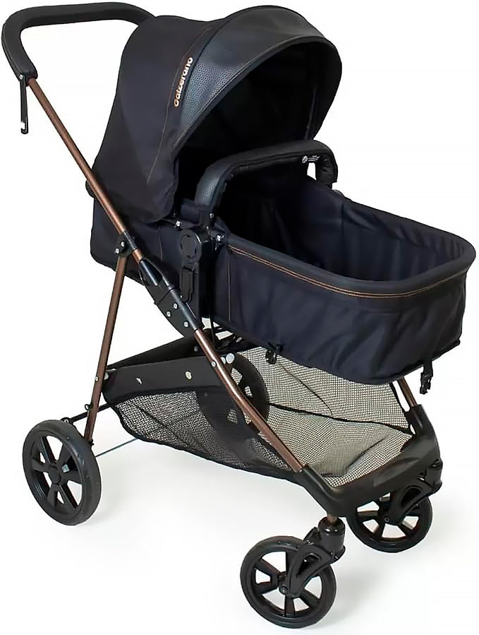 Carrinho de Bebe Moises Napoli Duo Preto Cobre + Bebe Conforto Grid - Galzerano