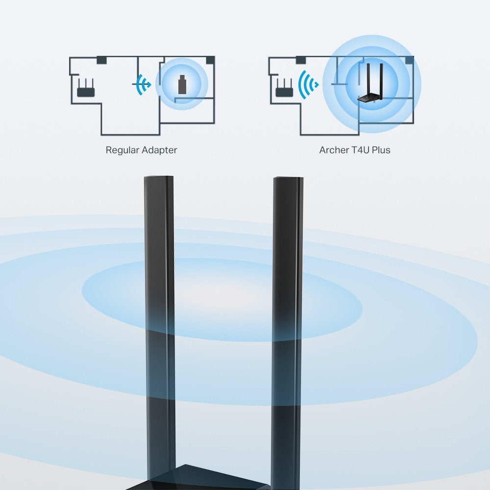 Adaptador USB Wi-Fi TP-Link Archer T4U Plus AC1300, Dual Band 2.4/5GHz, Antenas High-Gain, USB 3.0