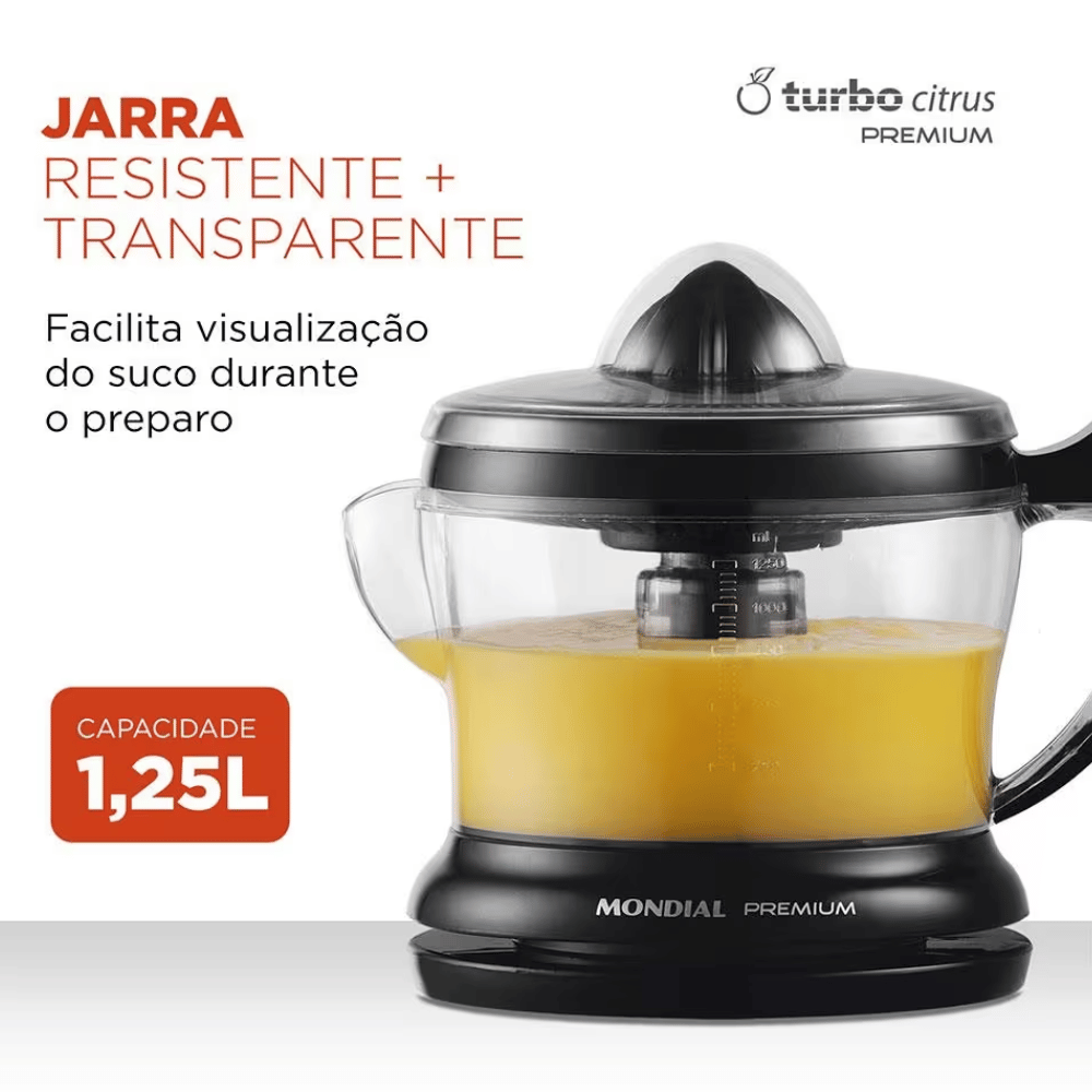 Espremedor de Frutas Mondial E-02 Premium - Elétrico 30W 1,25L Automático