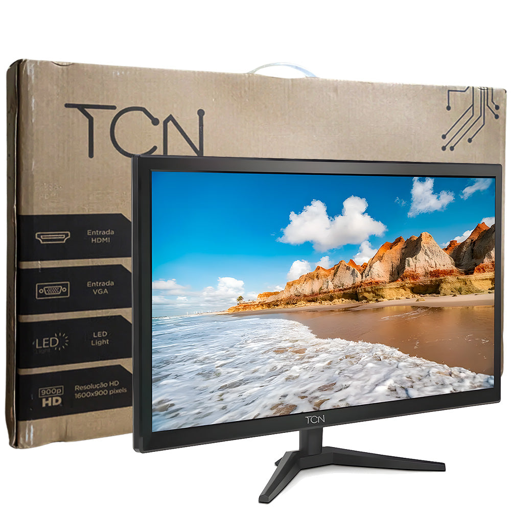 Monitor LED 20 Polegadas, Office Goldentec, TCN Flat HD, 5ms, 60Hz, HDMI, VGA - Preto