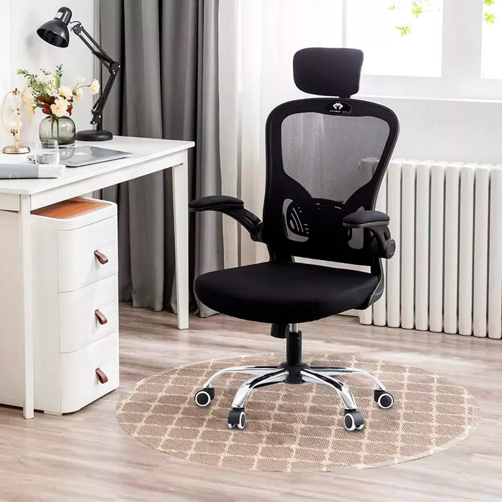 Cadeira Ergonômica Eurynom Giratória para Escritório e Home Office com Encosto Reclinável e Apoio Lomba, Preto