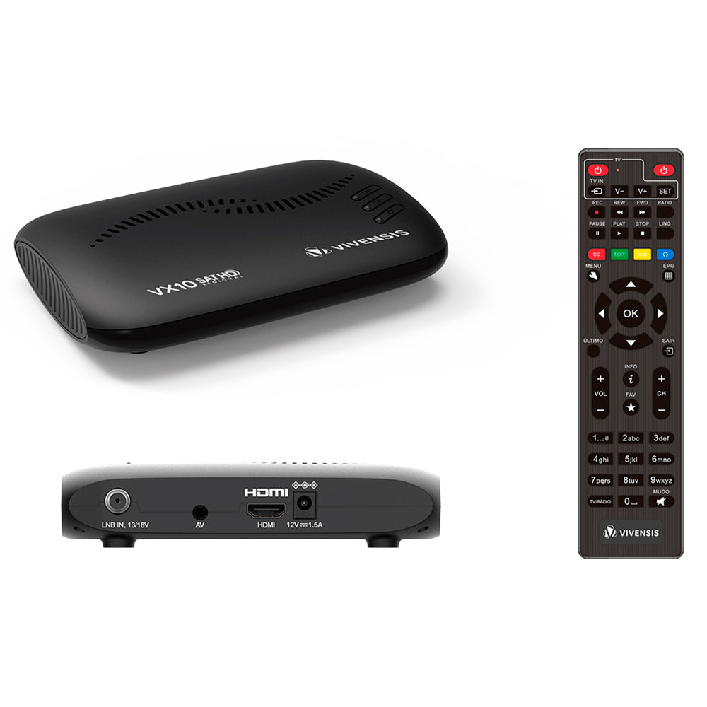 Receptor Digital Vivensis TV, Full HD Smart via Satélite VX10, Preto Bivolt