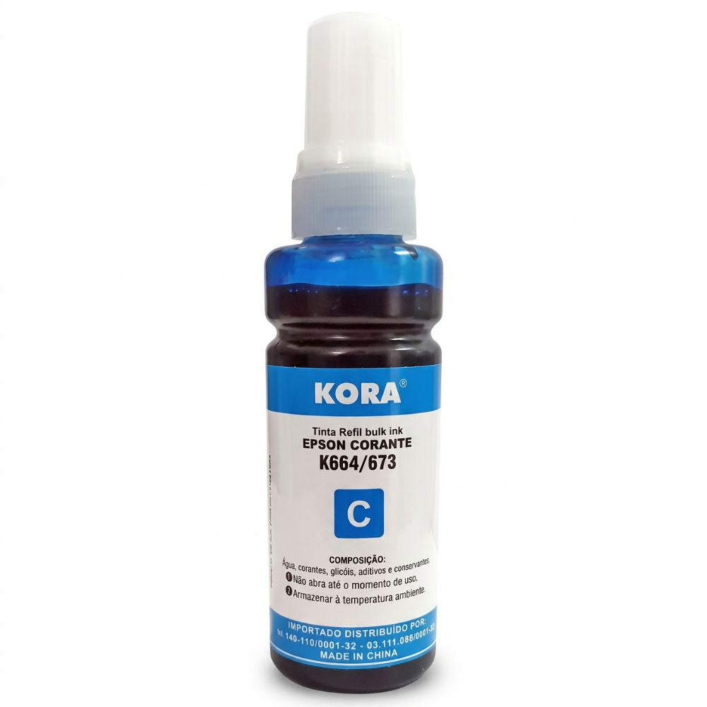 Refil de Tinta Epson Corante MP 664/673 Ciano 70ML Kora Masterprint Para Ecotank Epson