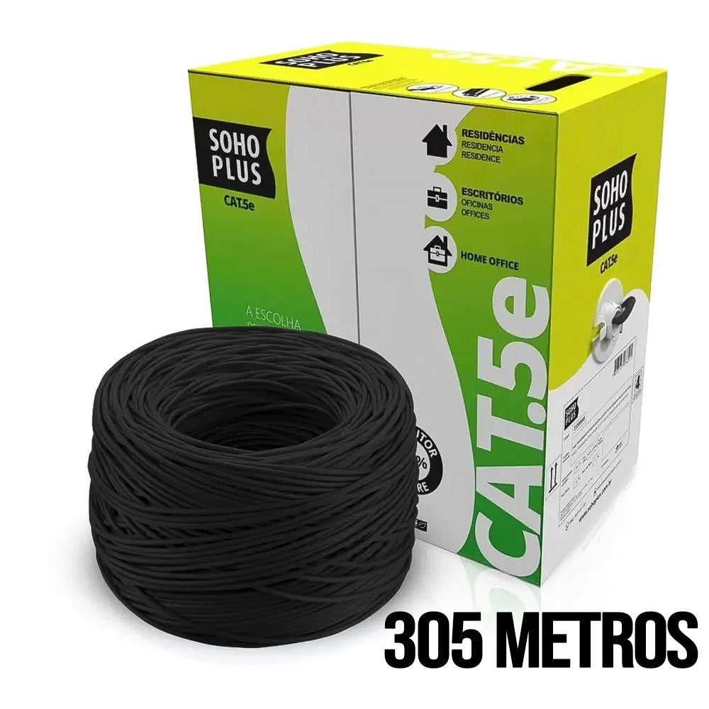 Caixa de Cabo de Rede Furukawa Soho Plus CAT5- 24AWGX4P ROHS 100% Cobre Preto