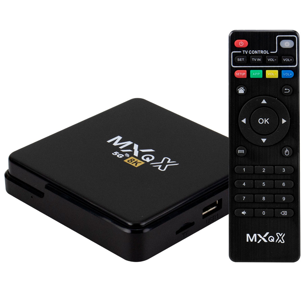 TV Box MXQX 32GB RAM, 128GB Armazenamento, 5G, 8K, Android 11, Quad-Core - Preto