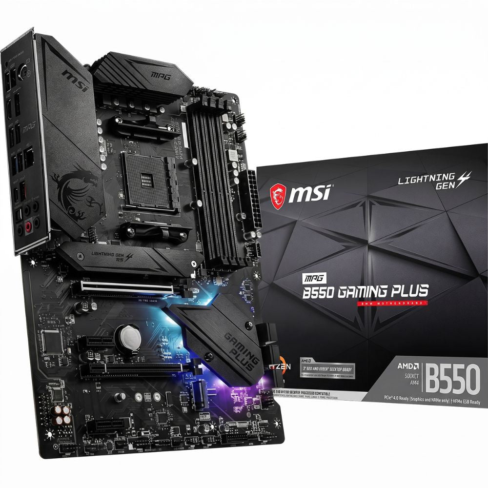 Placa Mãe MSI B550 MPG Gaming Plus Socket AM4 ATX DDR4-SDRAM PCIe 4.0, M.2, USB 3.2 - Preto