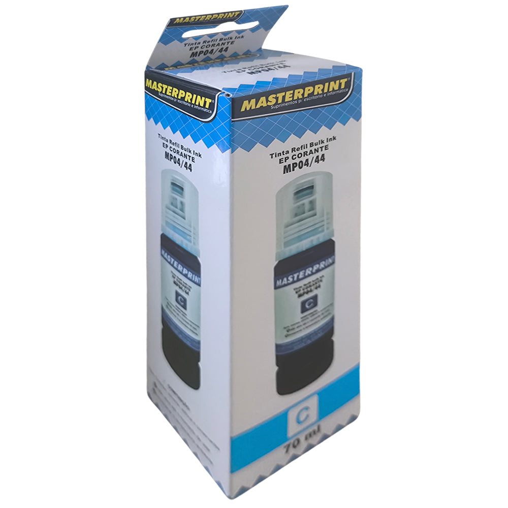 Refil de Tinta Epson Corante 504/544 Ciano 70ML Masterprint Para Ecotank L4150 / L4160 / L4260 / L6171 / L6161 / L61