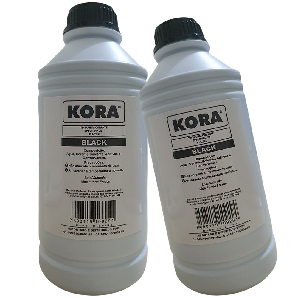 Litro de Tinta Kora Epson Universal Corante BK Preto Compativel Com Epson L3150 L3250  L355 L365 L375 L395
