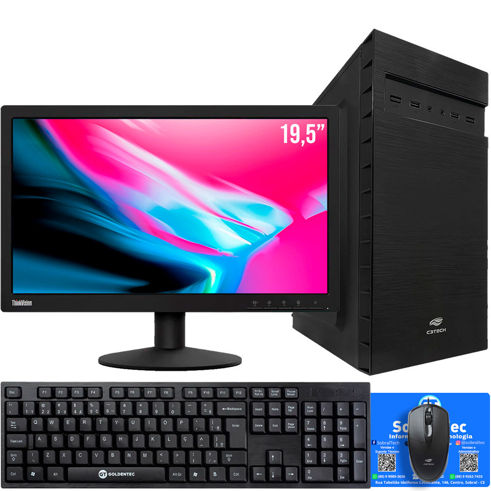 Computador Core i5-2320, SSD 240GB, Memória Ram 4GB, Gab MT-32BK, Linux, Com Monitor, Teclado e Mouse, MousePad Brinde