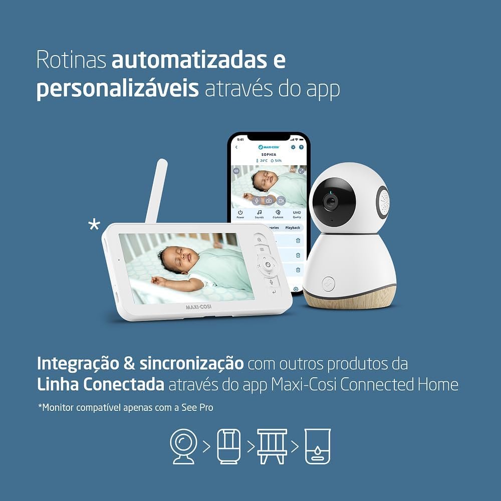 Babá Eletrônica Maxi-Cosi See Pro com Monitor 5” CryAssist Câmera 2K Visão Noturn Wi-Fi
