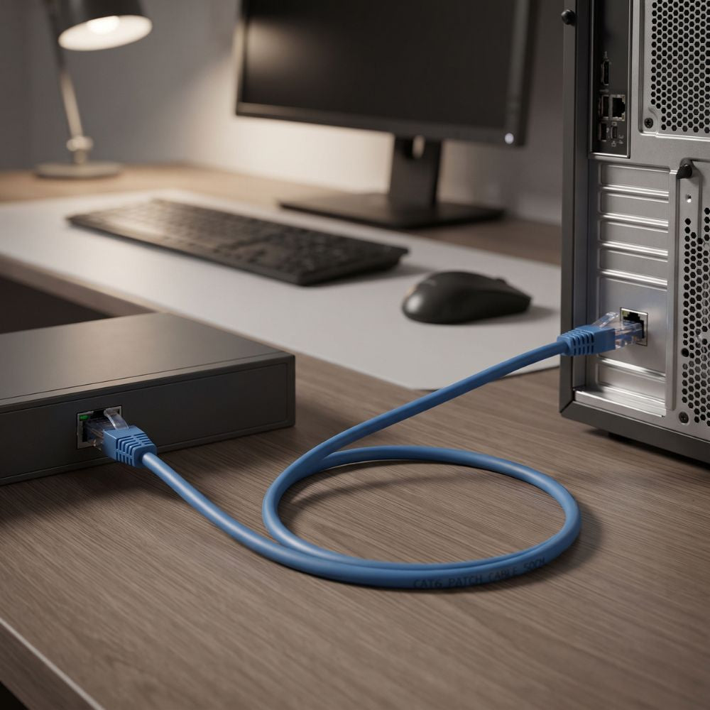 Patch Cord U/UTP CAT.6  0.5 Metro (50cm) Azul Claro