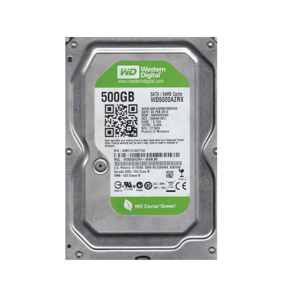 HD Interno Desktop WD Caviar Green 500GB SATA 6Gb/s 5400RPM 64MB Cache WD5000AZRX 3.5"