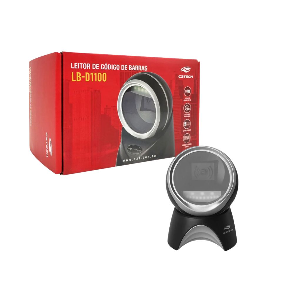 Leitor de Código de Barras 1D/2D USB LB-D1100BK C3Tech