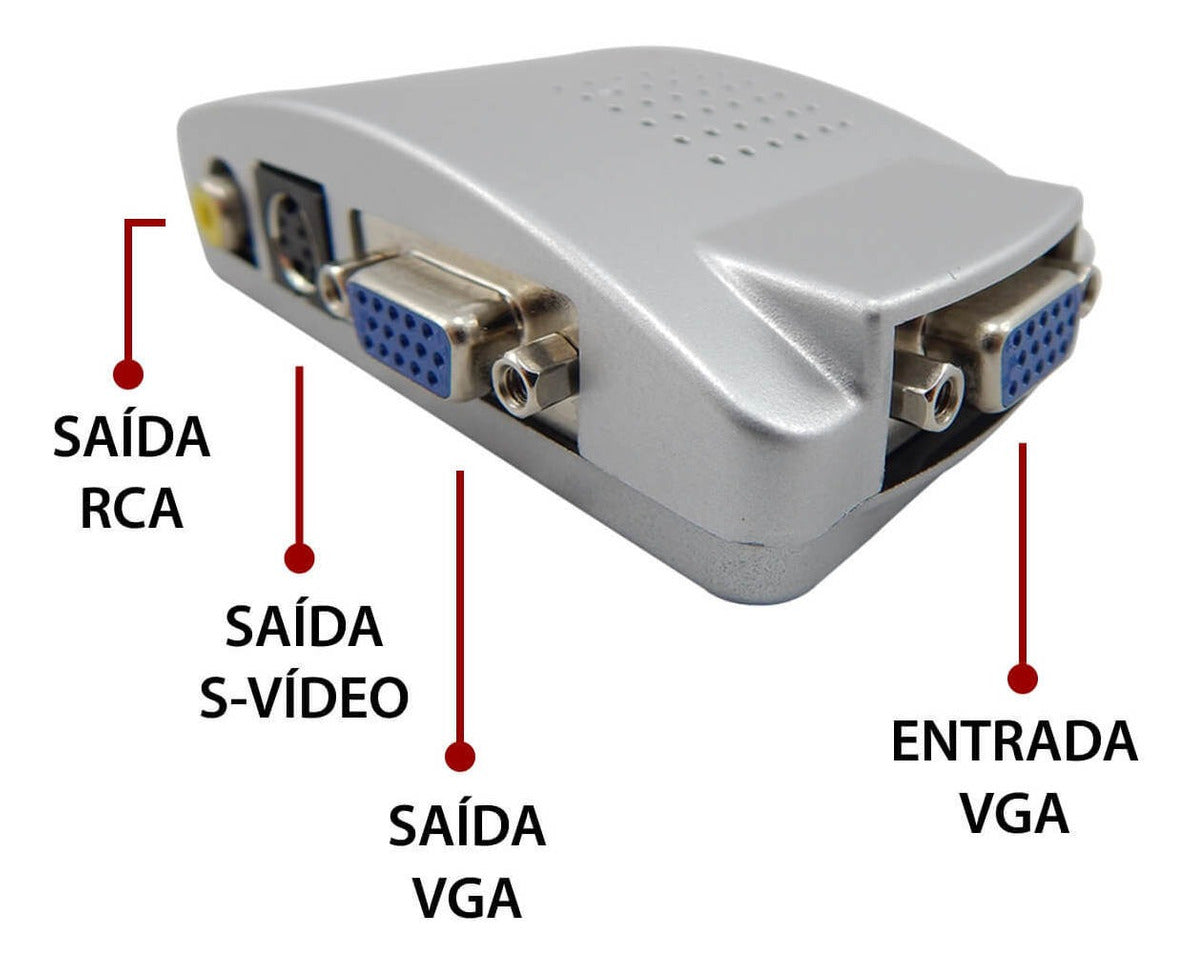 Conversor PC TV De Vga Para AV com Saídas S-vídeo E Vga Rca Alta Resolução Xtrad XT-5555