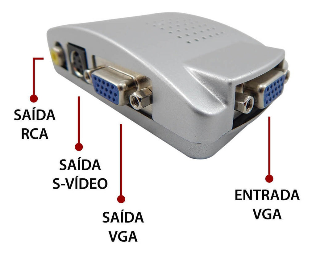 Conversor PC TV De Vga Para AV com Saídas S-vídeo E Vga Rca Alta Resolução Xtrad XT-5555