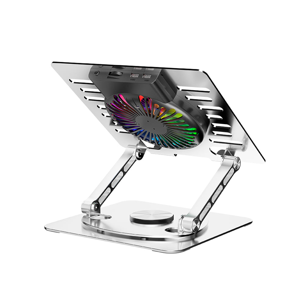 Base Giratória Para Notebook 17.3", NBC-1000SI, Cooler RGB, Silencioso, C3Tech Gaming, Prata