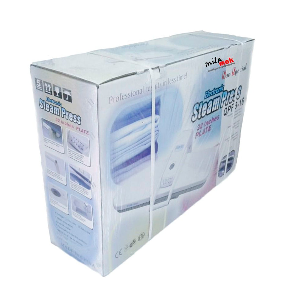 Prensa de Passar a Vapor Sun Special QPFB-16, 16000W, 80x28cm, 220V, Superfície Alcochoada, Vapor e Seco - Branco
