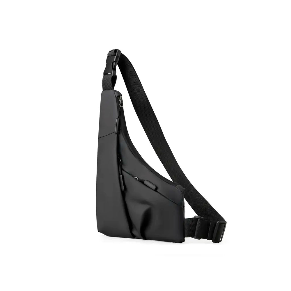 Bolsa Transversal, Slim Bag, 3 Bolsos, Peito E Ombro. Unissex, Resistente e Elegante - Cinza