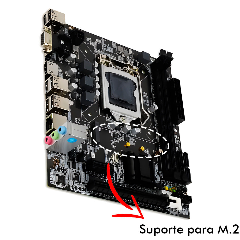 Placa Mãe H61 LGA 1155 ATX DDR3 OxyBR, Rede 100/1000Mbps LAN ,Com Slot Para NVME-M.2