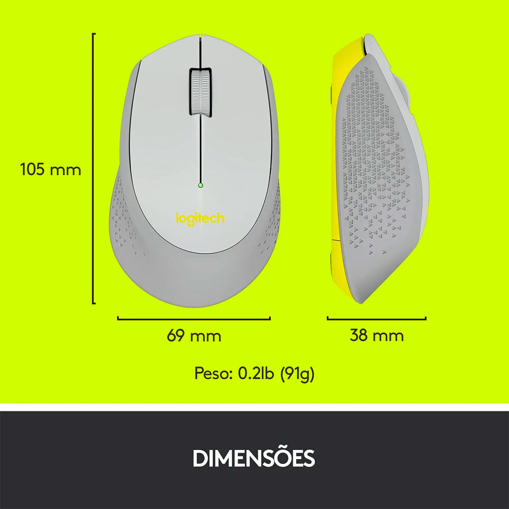 Mouse Wireless Logitech, M280, Com Conexão USB e Pilha Inclusa, 1.000 DPI, Cinza