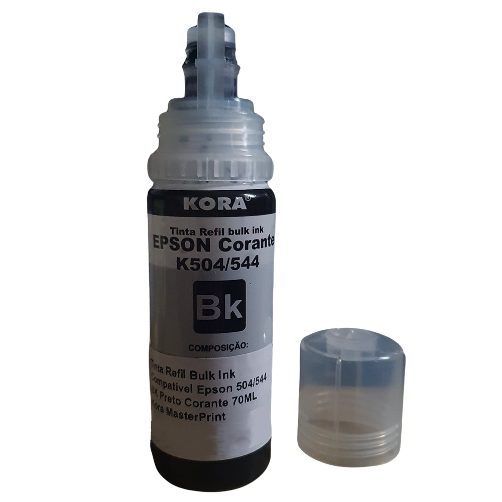 Tinta Refil Bulk Ink Compatível Epson 504/544 BK Preto Corante 70ML Kora - MasterPrint