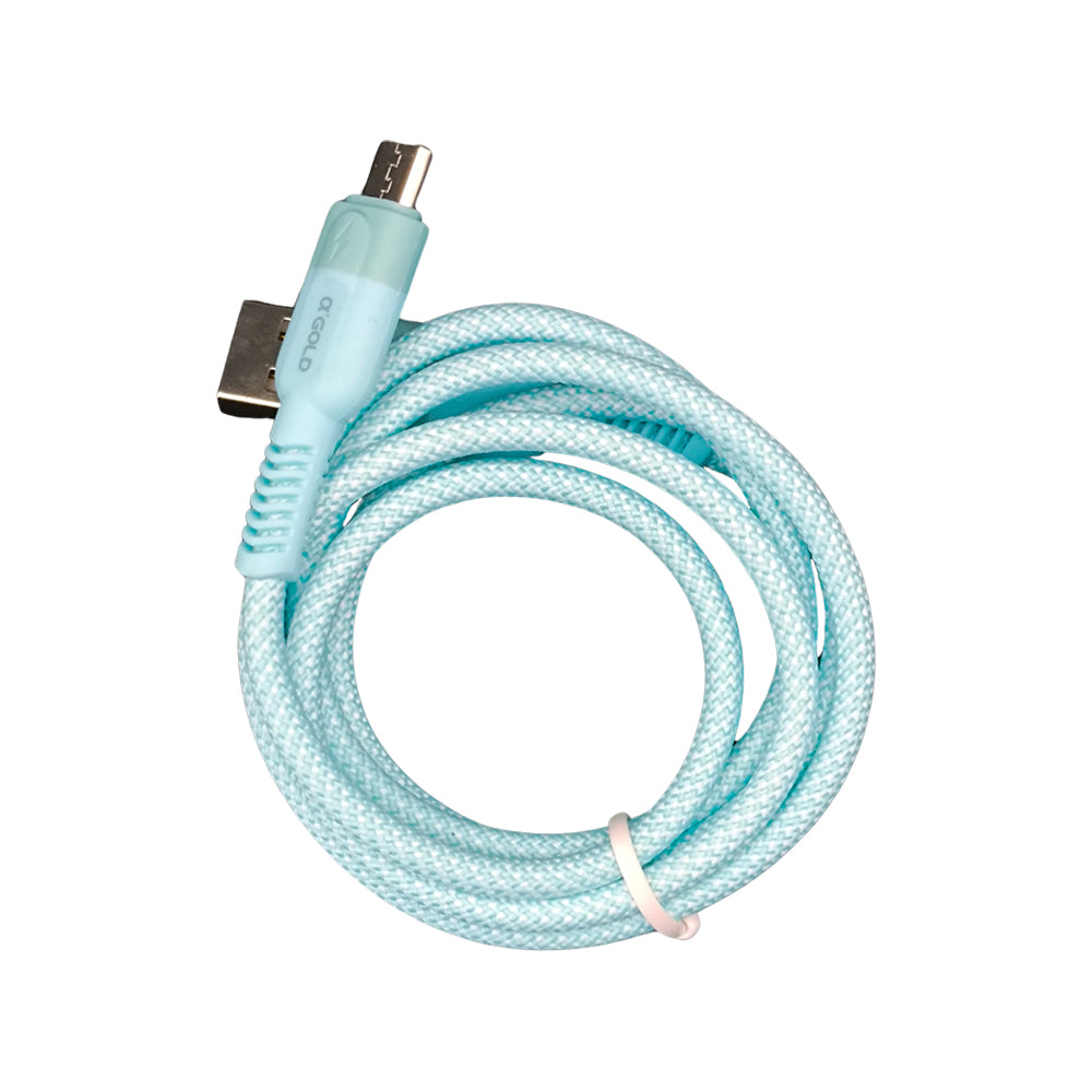 Cabo USB Para Micro USB, Carregamento Rápido, 1 Metro de Comprimento, CB103-1, A'Gold - Azul