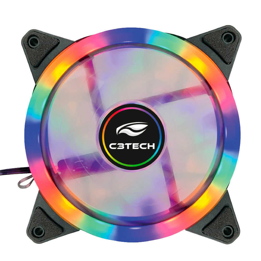Cooler Fan Gamer, F11-L150M, 1.200 RPM, Multicores, 12cm, C3Tech Gaming, Preto