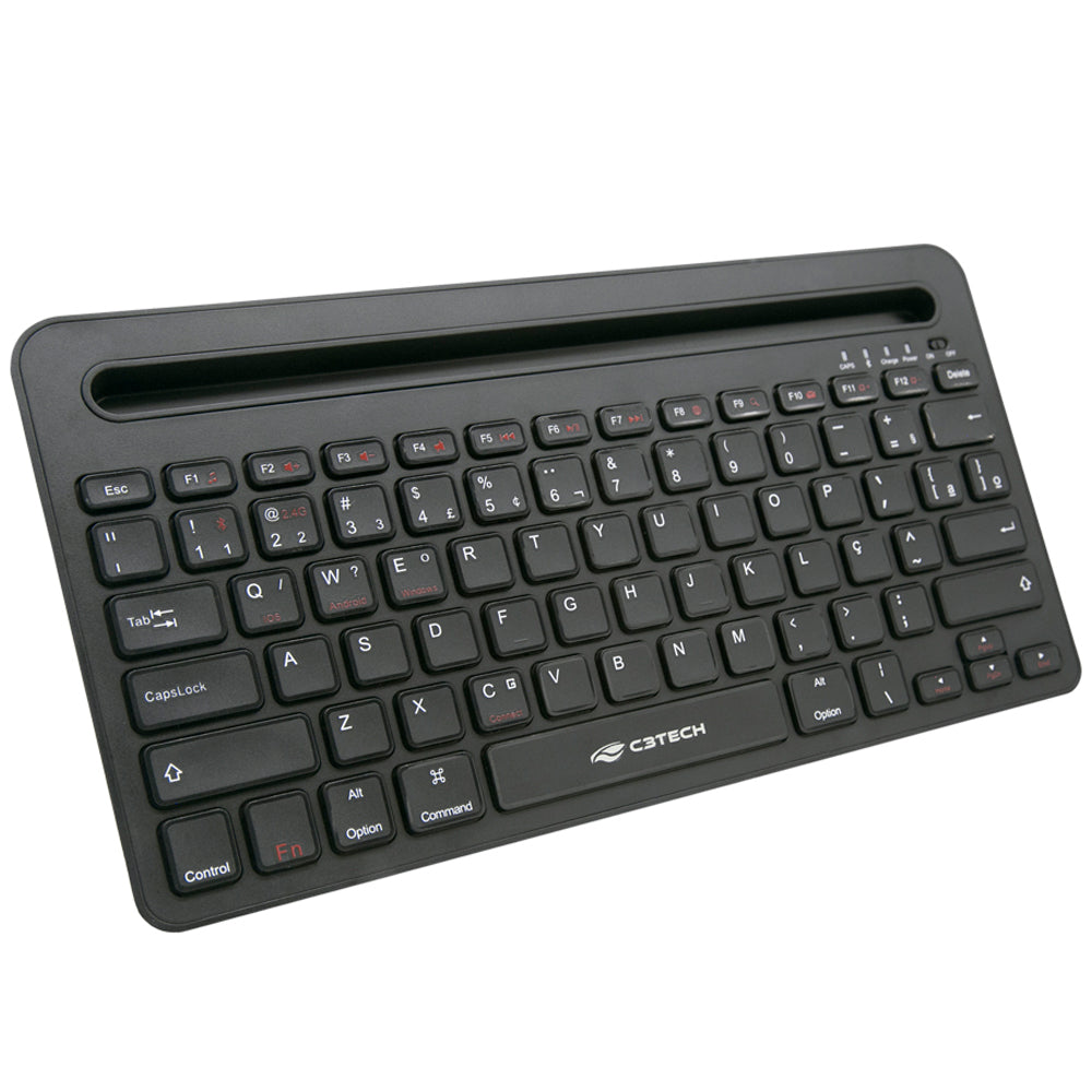Teclado Sem Fio Bluetooth, Multimídia RC/BT K-BT100BK C3Tech - Preto