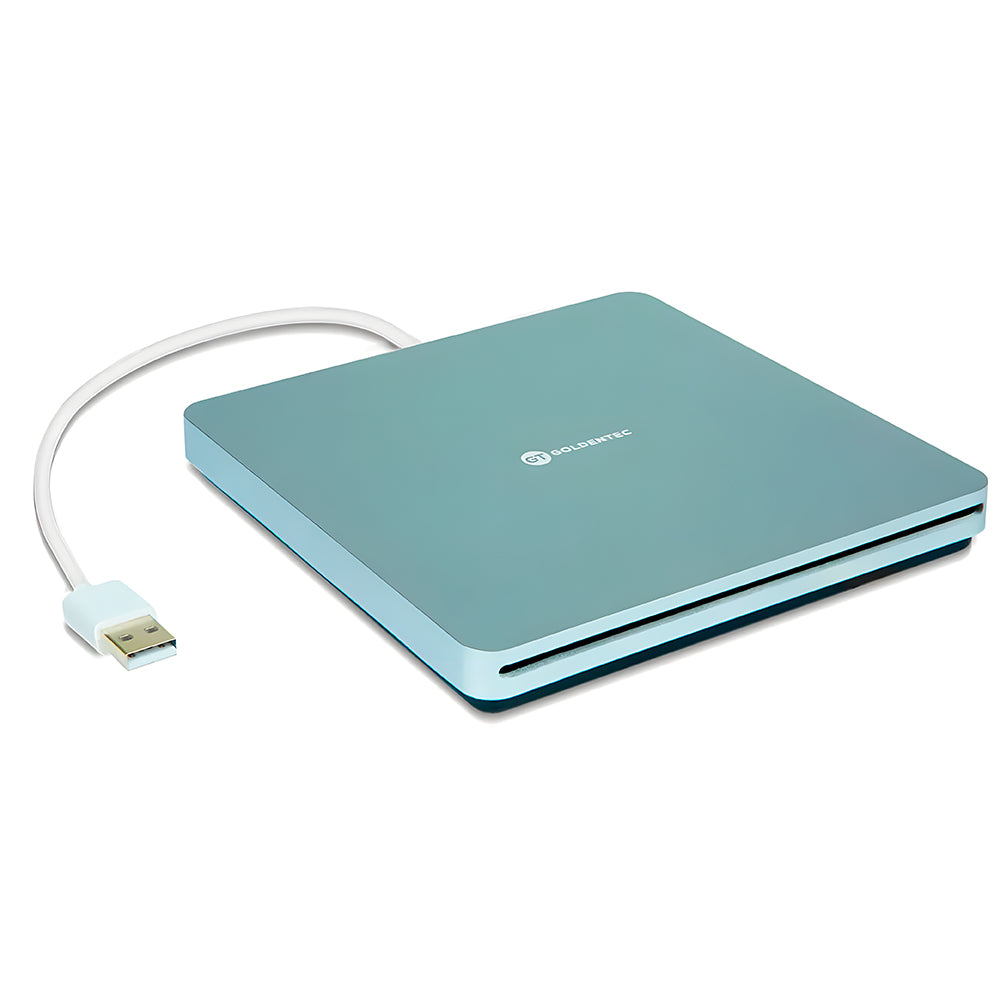 Gravador de DVD Externo, Leitura de CD/DVD, Portátil Slim USB, GT Slot In, Goldentec, Prata