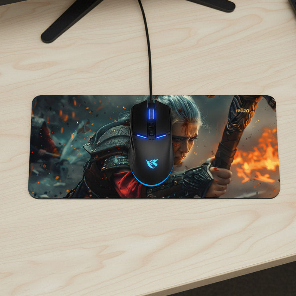 Mouse Pad Gamer 30x70cm, Neoprene Legítimo, Base Antiderrapante, Reliza - Estampa Elfo