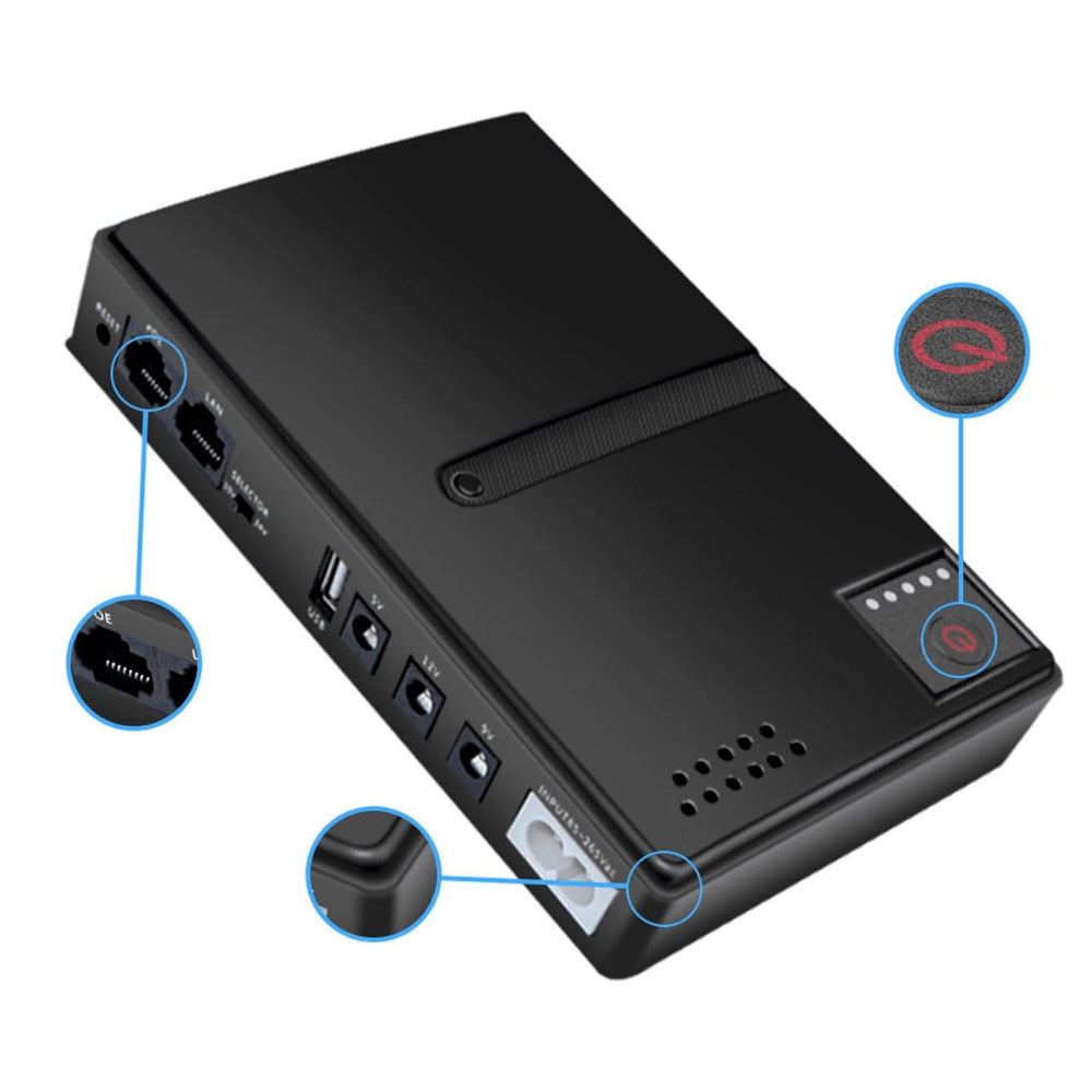 Mini Nobreak, Fonte UPS Portátil, 5V/9V/12V, 18W, Bateria de Backup Para Câmera e Roteador Wi-Fi, DC1018L