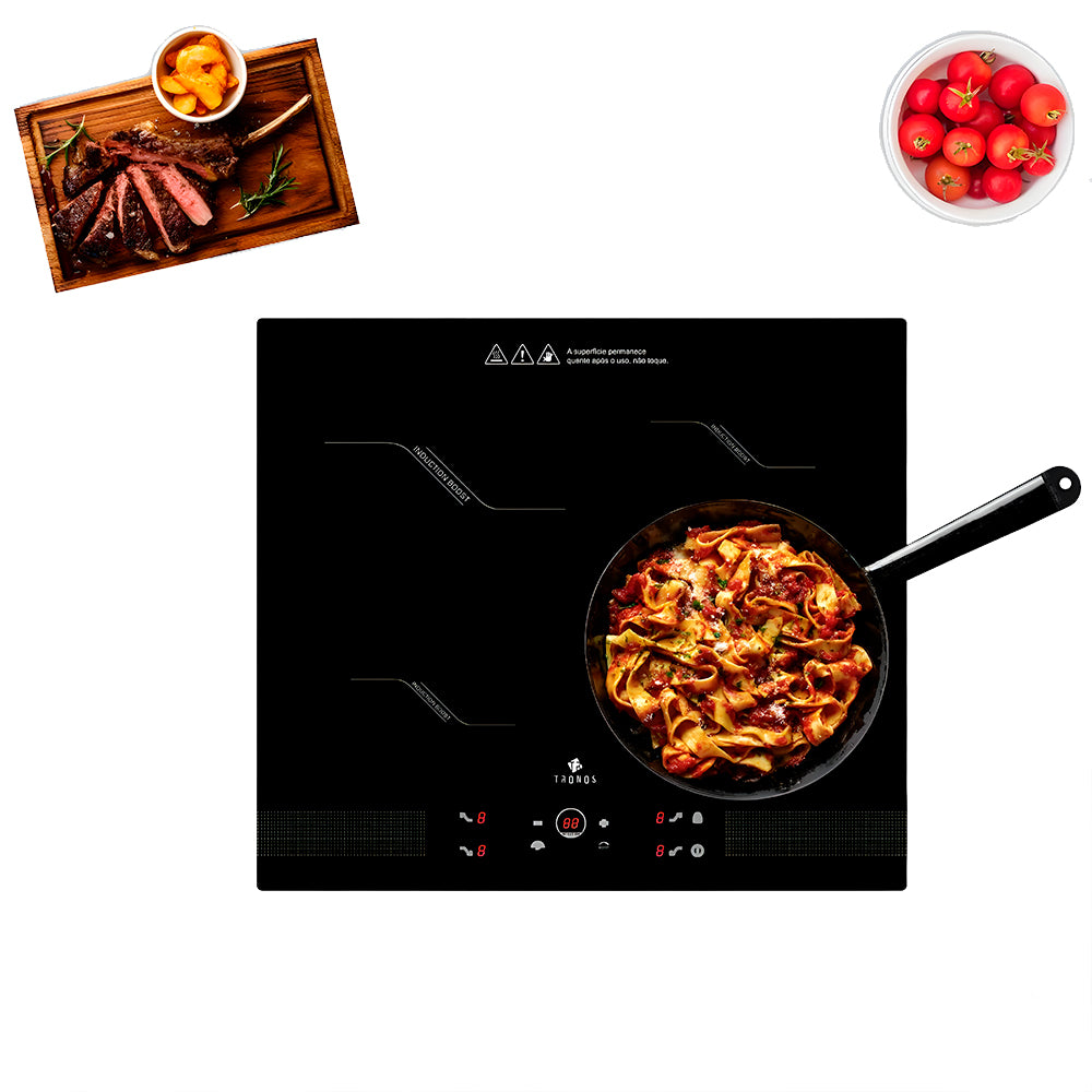 Fogão Cooktop De Indução 4 Bocas Tronos IF7010B1, Mesa Vitrocêramica, Painel Touch Com Timer, 9 Níveis Power Boost, 220v