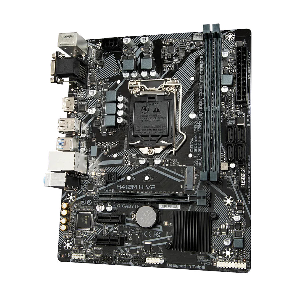 Placa-mãe Gigabyte H410M H V2, Micro ATX, Socket LGA 1200, 2x DDR4 até 2933 MHz, HDMI, D-Sub, M.2, USB 3.2, Chipset H410