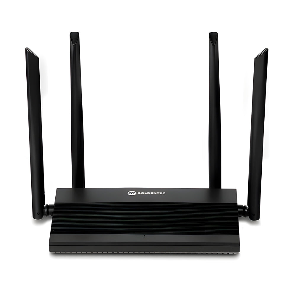 Roteador Wireless Goldentec AC1200, Dual Band 2.4GHz e 5GHz, 4 Portas Gigabit, 4 Antenas 5DBI - Preto