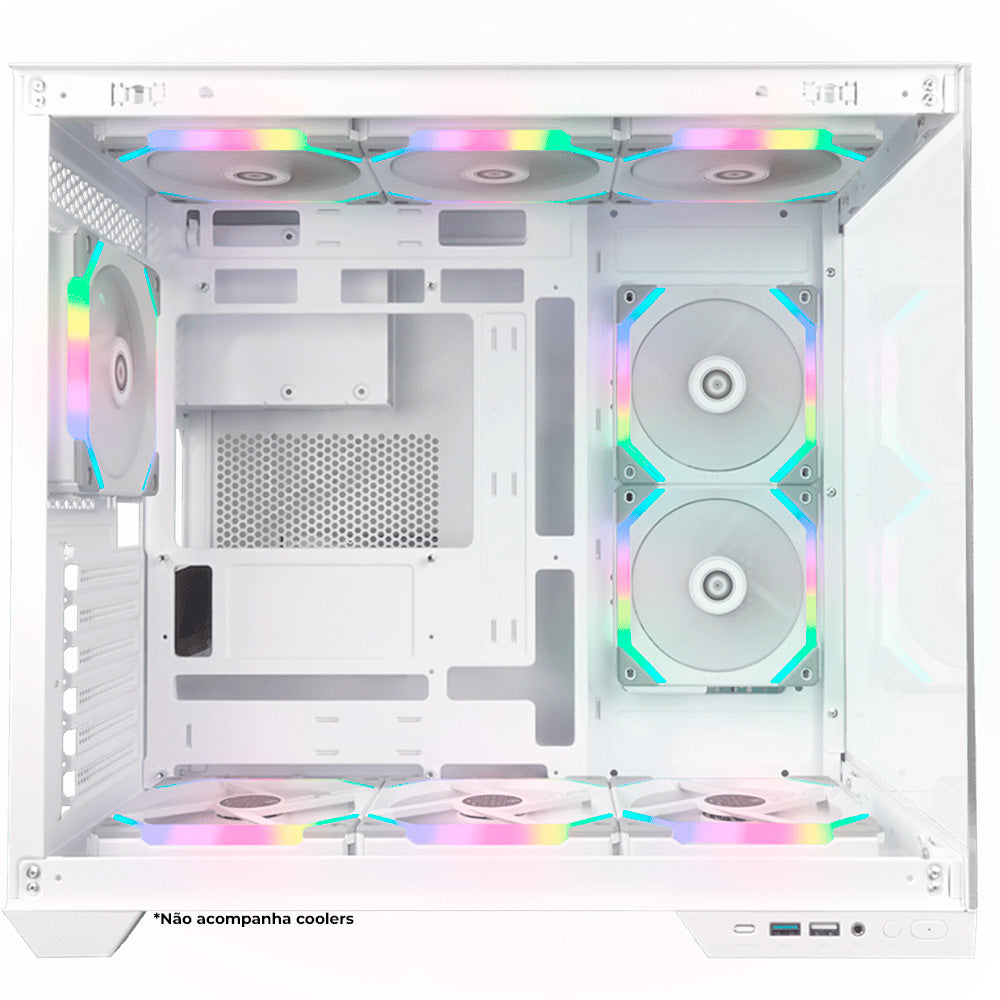 Gabinete Gamer Redragon Wideload Pro Mid Tower Lateral de Vidro Branco - CA-604W-PRO