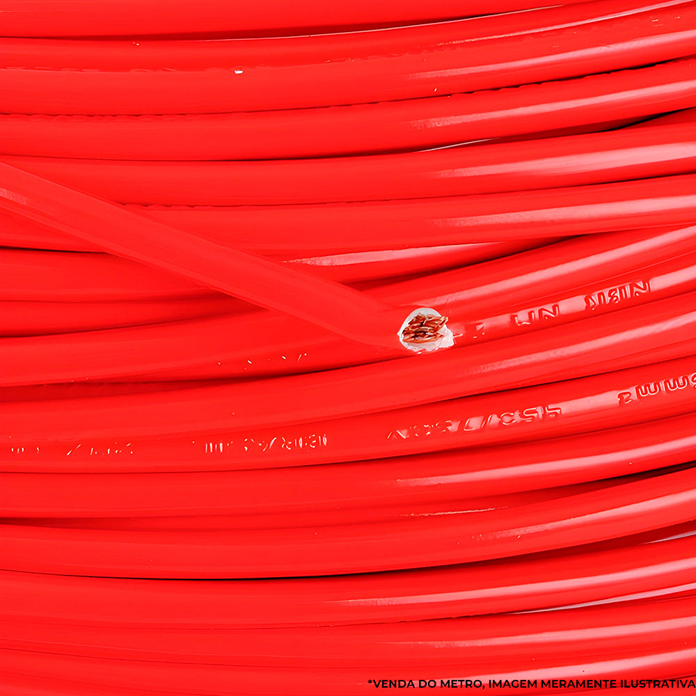 Metro de Cabo Flexível Fio Elétrico Megatron 6MM 750V - Vermelho