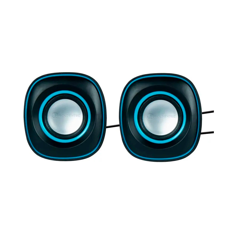 Caixa de Som USB Goldentec GT Sound 2.0 RMS 6W, Controle de Volume, Preto/Azul