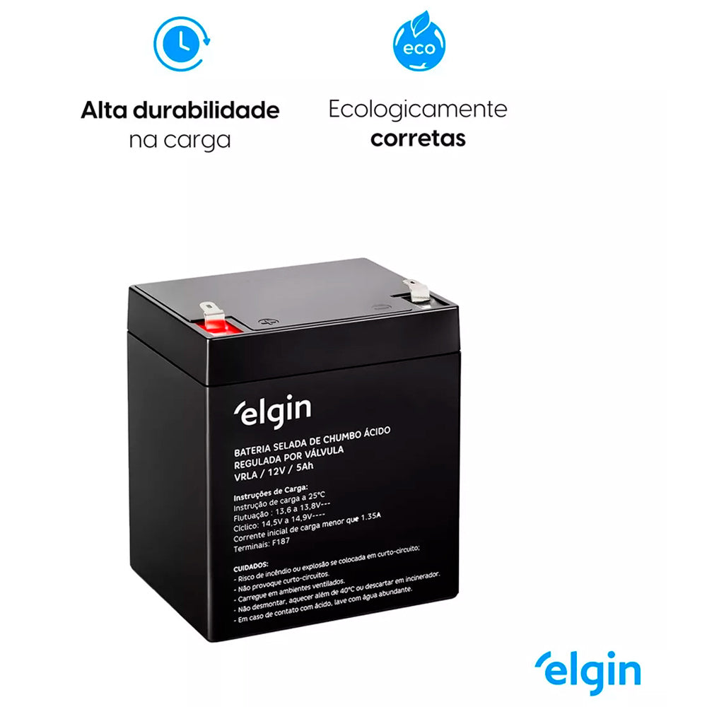 Bateria Selada de Chumbo, Elgin VRLA 12V 5AH