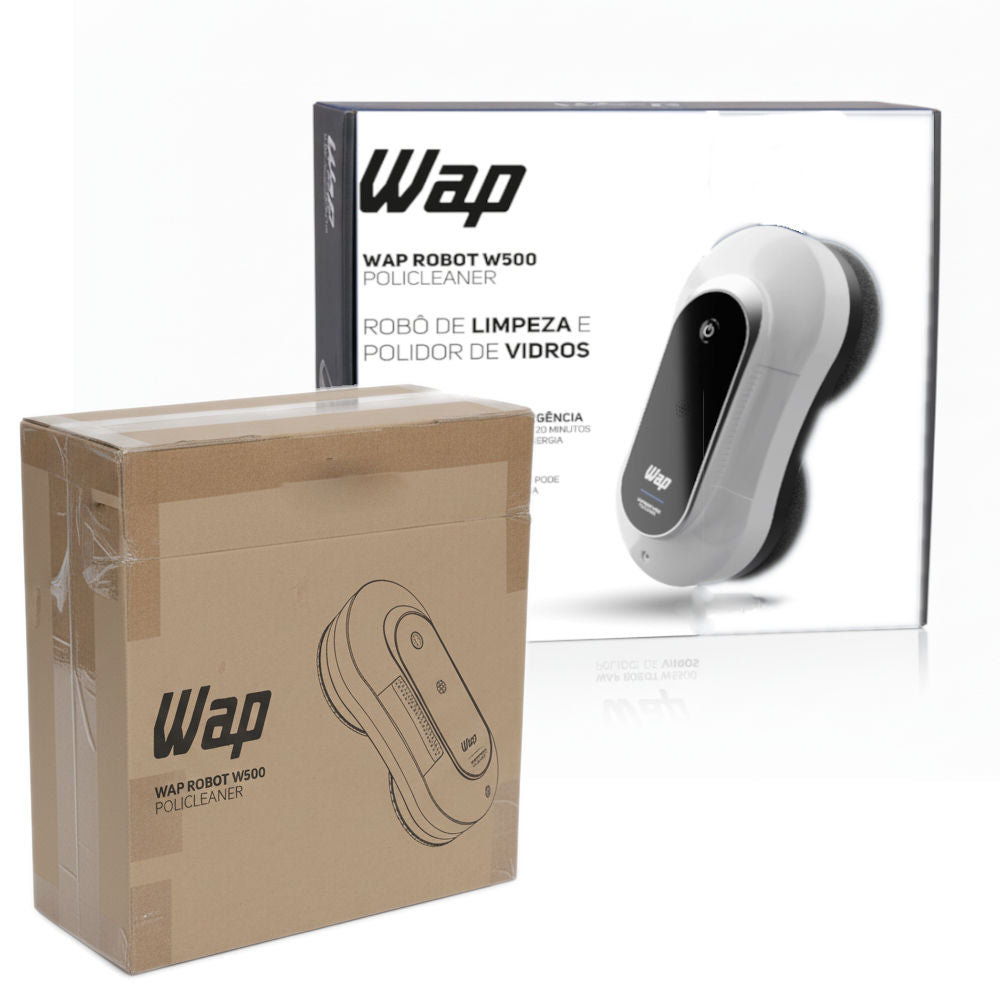 Aspirador Limpeza Polidor Vidros WAP Robot W500 Policleaner, Bivolt, Sucção 8kPa, Tanque 300ml, Escova Rotativa, LED