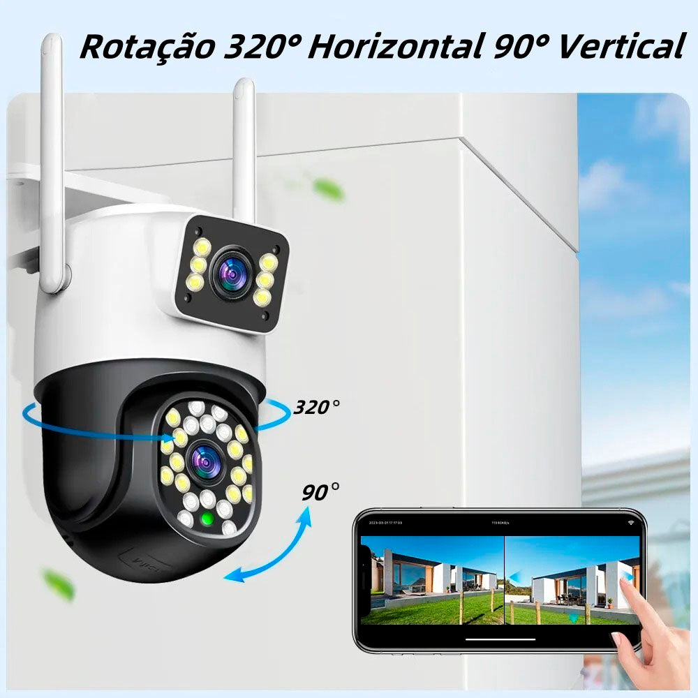 Câmera De Segurança Dupla IP Wi-Fi, Giratória, Visão Noturna, P2P, BD-JQ968AH, Detecção Facial, Youosee, 4MP, 12V/2A 3.6